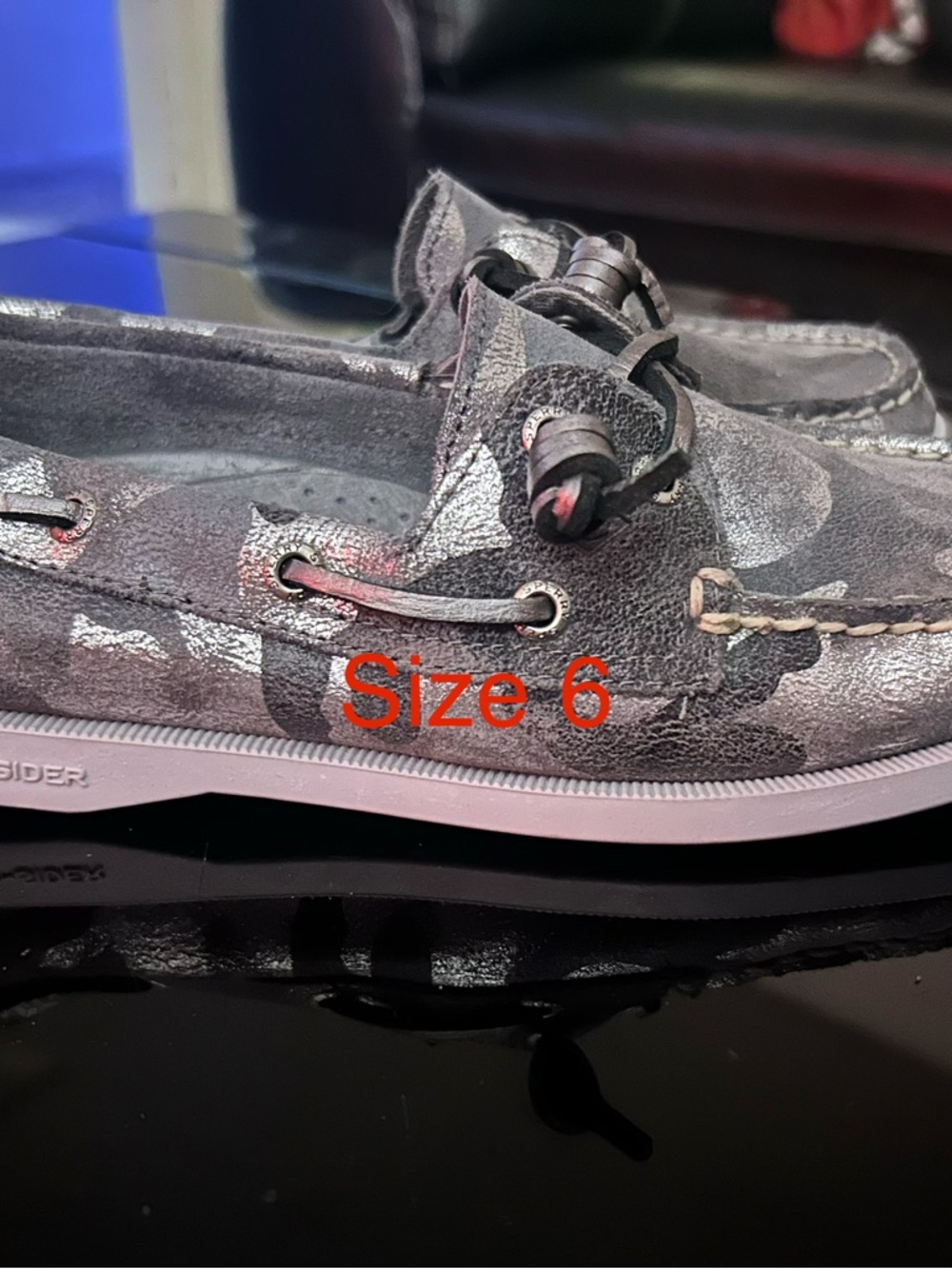 Sperrys  Gray Metallic Boat Shoes Sz 6